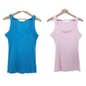 ATHLETA 2 Built-In Bra Organic Cotton Tank Tops L